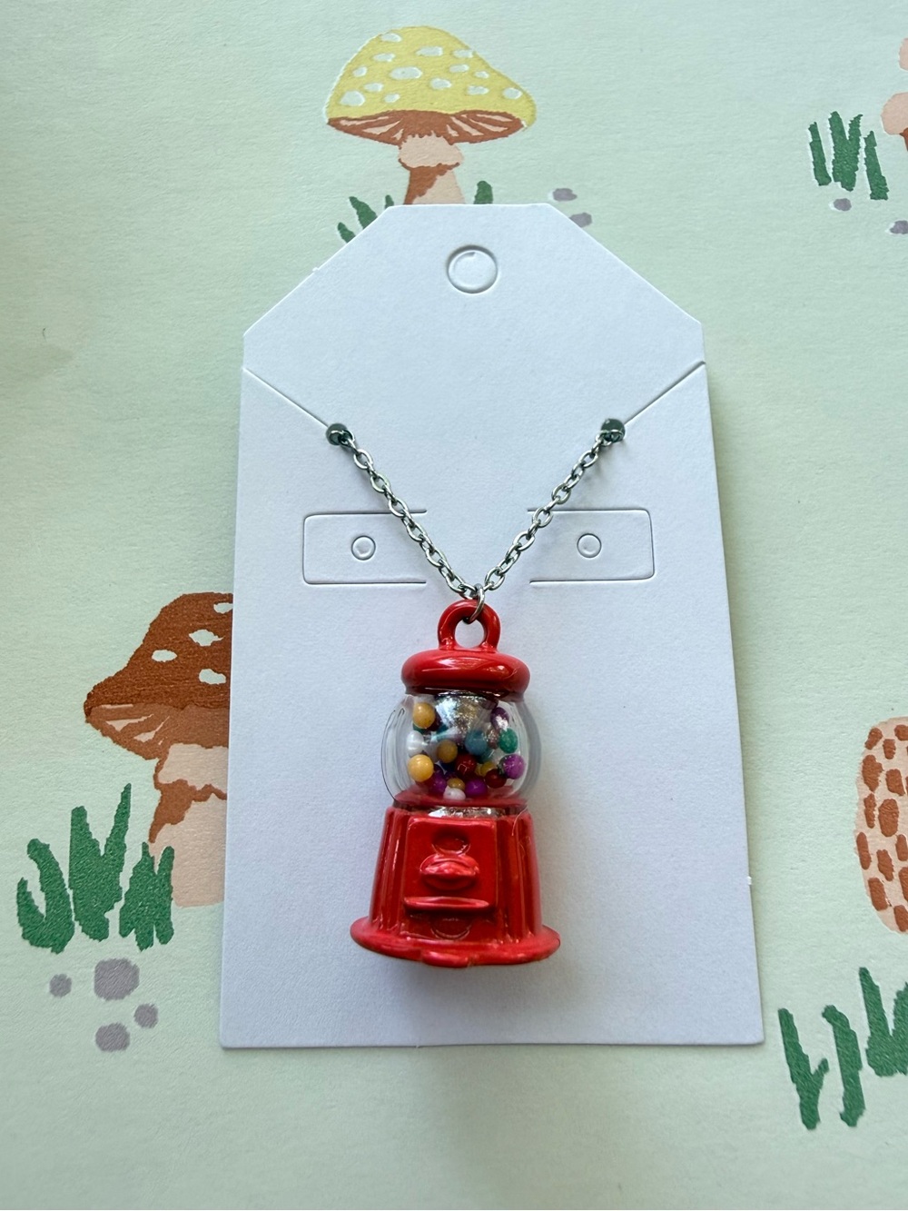 Red Gumball Machine Pendant Necklace for Women